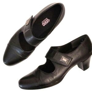 Munro American Black Leather Mary Jane Low Heel Pump Narrow Width